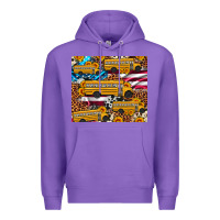 Purple school bus American flag sunflower cowhide leopard Premium Hoodie - Artiststas