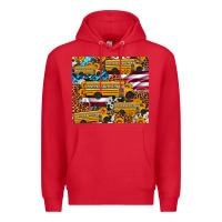 Red school bus American flag sunflower cowhide leopard Premium Hoodie - Artiststas