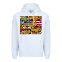 White school bus American flag sunflower cowhide leopard Premium Hoodie - Artiststas