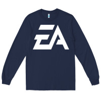 Navy #electronicArts EA  white Long Sleeve Tee - DesigneFamous