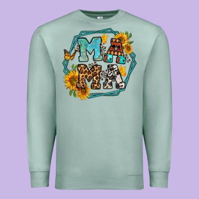 Sunflowers Hexagon Frame Mama Premium Sweatshirt Designed By Jasminsmagicworld
