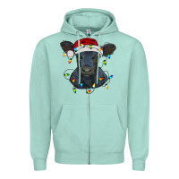 Seafoam christmas baby black angus calf with lights Zipper Hoodie - RanaPortraitStore