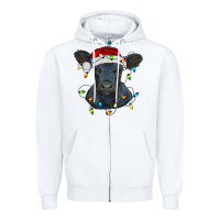 White christmas baby black angus calf with lights Zipper Hoodie - RanaPortraitStore