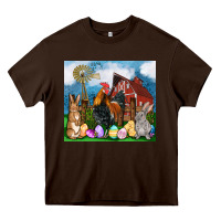Chocolate Brown Farm animals 20oz Heavy Core Tee - OliviaCreatesArt