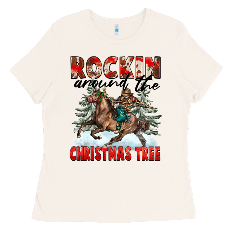 Rockin Around The Christmas Tree Rodeo Ladies Tee by FaDigitalArtStudio | Teevron