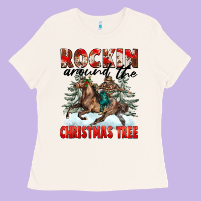 Rockin Around The Christmas Tree Rodeo Ladies Tee Designed By Fadigitalartstudio