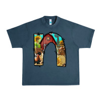 Midnight Navy farm life alphabet lowercase letters n Urban Heavy Tee - BundleAndBundleShop