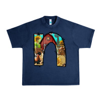 Navy farm life alphabet lowercase letters n Urban Heavy Tee - BundleAndBundleShop