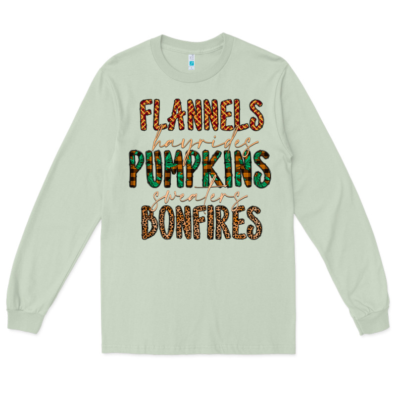 Flannels Hayrides Pumpkins Bonfires Long Sleeve Tee by CowhideDigitalArt | Teevron