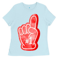 Baby Blue number one foam finger Ladies Tee - FaDigitalArtStudio