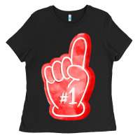 Black number one foam finger Ladies Tee - FaDigitalArtStudio