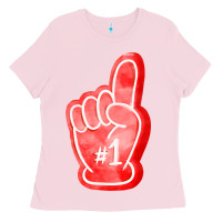 Bubblegum Pink number one foam finger Ladies Tee - FaDigitalArtStudio