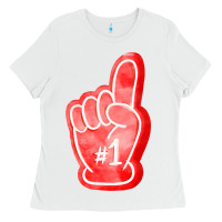 White number one foam finger Ladies Tee - FaDigitalArtStudio
