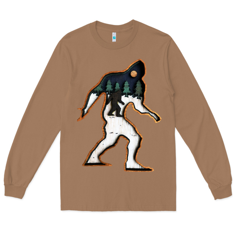Bigfoot Wood Layered Christmas Long Sleeve Tee by DesigneFamous | Teevron