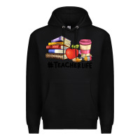 Black teacher life with books  pen and coffee Premium Hoodie - Artiststas