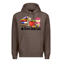Coffee teacher life with books  pen and coffee Premium Hoodie - Artiststas