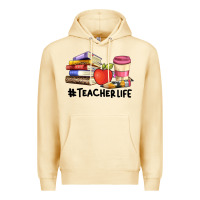 Pina Colada teacher life with books  pen and coffee Premium Hoodie - Artiststas