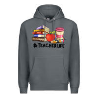 Rock teacher life with books  pen and coffee Premium Hoodie - Artiststas