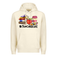 Sandshell teacher life with books  pen and coffee Premium Hoodie - Artiststas