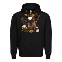 Black christmas baby cow Zipper Hoodie - RanaPortraitStore