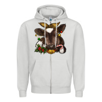 Dove Grey christmas baby cow Zipper Hoodie - RanaPortraitStore