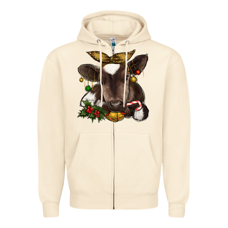 Christmas Baby Cow Zipper Hoodie by RanaPortraitStore | Teevron