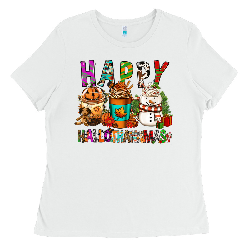 Happy Hallothankmas Coffee Cups Ladies Tee by FaDigitalArtStudio | Teevron