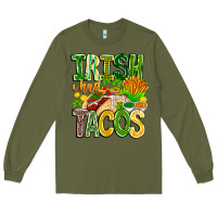 Army Green Irish i Had Tacos Long Sleeve Tee - CowhideDigitalArt