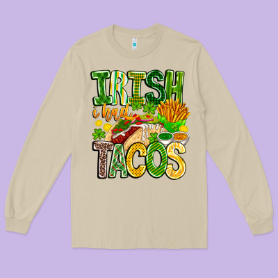 Irish I Had Tacos Long Sleeve Tee Designed By Cowhidedigitalart