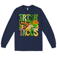 Navy Irish i Had Tacos Long Sleeve Tee - CowhideDigitalArt