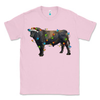Bubblegum Pink christmas black angus bull with christmas lights Classic Tee - RanaPortraitStore