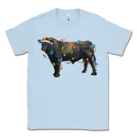 Dusty Blue christmas black angus bull with christmas lights Classic Tee - RanaPortraitStore