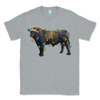 Heather Grey christmas black angus bull with christmas lights Classic Tee - RanaPortraitStore