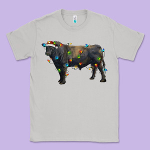 Christmas Black Angus Bull With Christmas Lights Classic Tee Designed By Ranaportraitstore