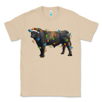 Mushroom christmas black angus bull with christmas lights Classic Tee - RanaPortraitStore
