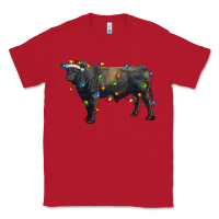 Red christmas black angus bull with christmas lights Classic Tee - RanaPortraitStore