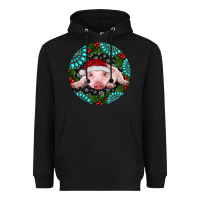 Black Baby Pig Christmas Heavyweight Hoodie - RanaPortraitStore