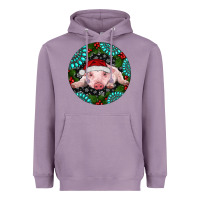 Lavender Baby Pig Christmas Heavyweight Hoodie - RanaPortraitStore