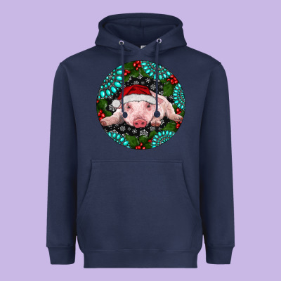 Baby Pig Christmas Heavyweight Hoodie Designed By Ranaportraitstore