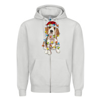 Dove Grey christmas beagle Zipper Hoodie - RanaPortraitStore