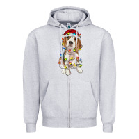 Heather Grey christmas beagle Zipper Hoodie - RanaPortraitStore