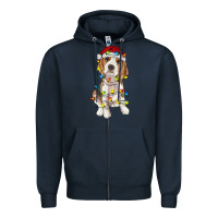 Navy christmas beagle Zipper Hoodie - RanaPortraitStore