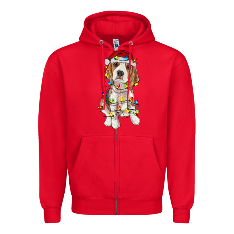 Christmas Beagle Zipper Hoodie by RanaPortraitStore | Teevron