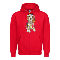 Red christmas beagle Zipper Hoodie - RanaPortraitStore