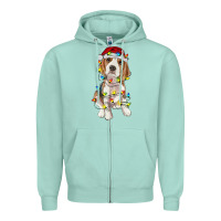 Seafoam christmas beagle Zipper Hoodie - RanaPortraitStore