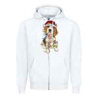 White christmas beagle Zipper Hoodie - RanaPortraitStore