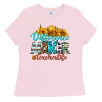 Bubblegum Pink difference maker teacher life Ladies Tee - BundleAndBundleShop