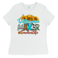 White difference maker teacher life Ladies Tee - BundleAndBundleShop