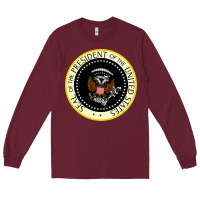 Burgundy fake seal of the president of the united states Long Sleeve Tee - DesigneFamous