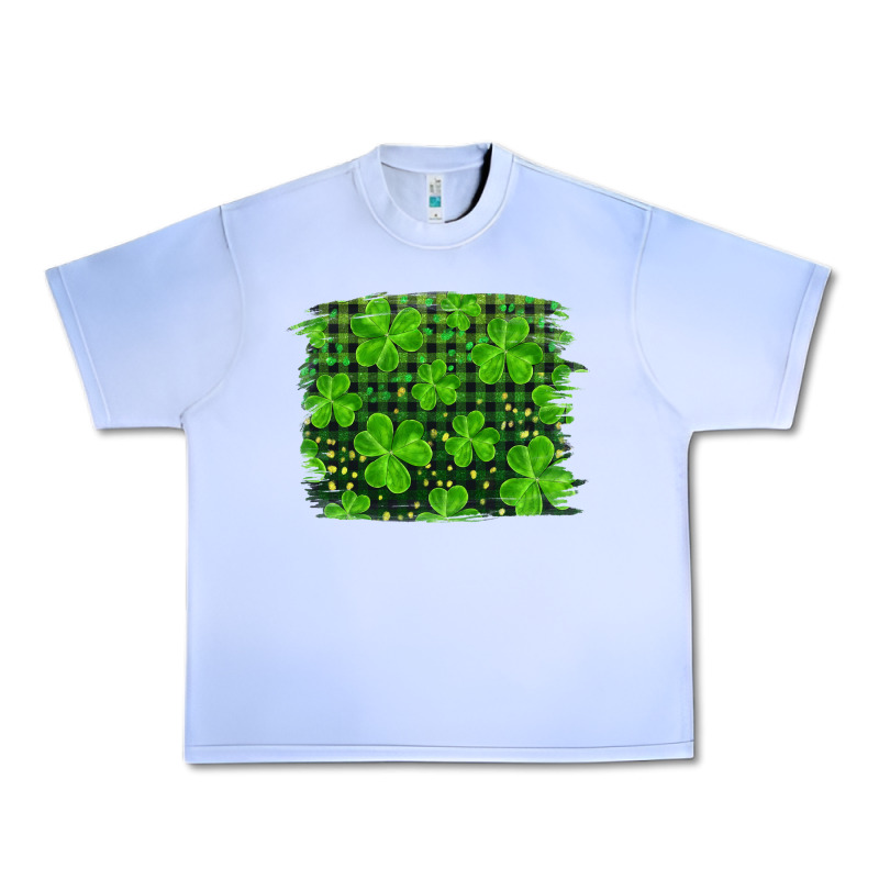 St Patrick's Day Shamrock And Plaid Distressed Background Urban Heavy Tee by RanaPortraitStore | Teevron